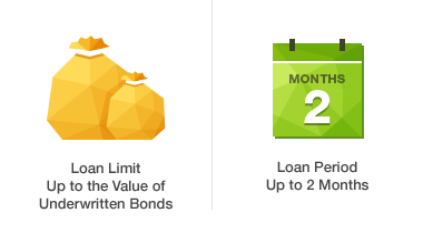 Loan Limit Up to the Value of Underwritten Bonds, Loan Period Up to 2 Months